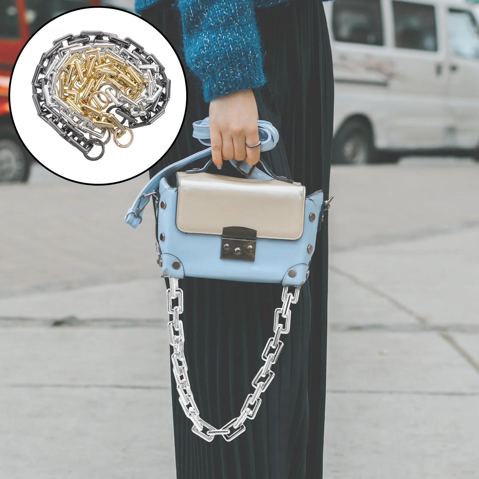 

3Pcs Acrylic Purse Chain Extender Versatile Shoulder Bag Strap Replacement Handbag Chain Women DIY Bag Straps Short Purse Chains