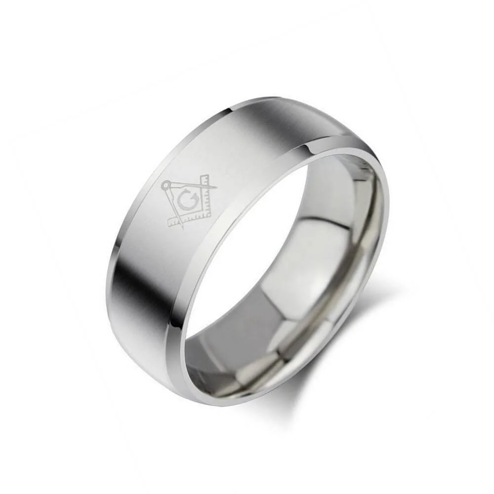 Titanium Steel Freemason AG Ring Men's Round Band European and American Fashion Cross-Border Hot Selling Accessory