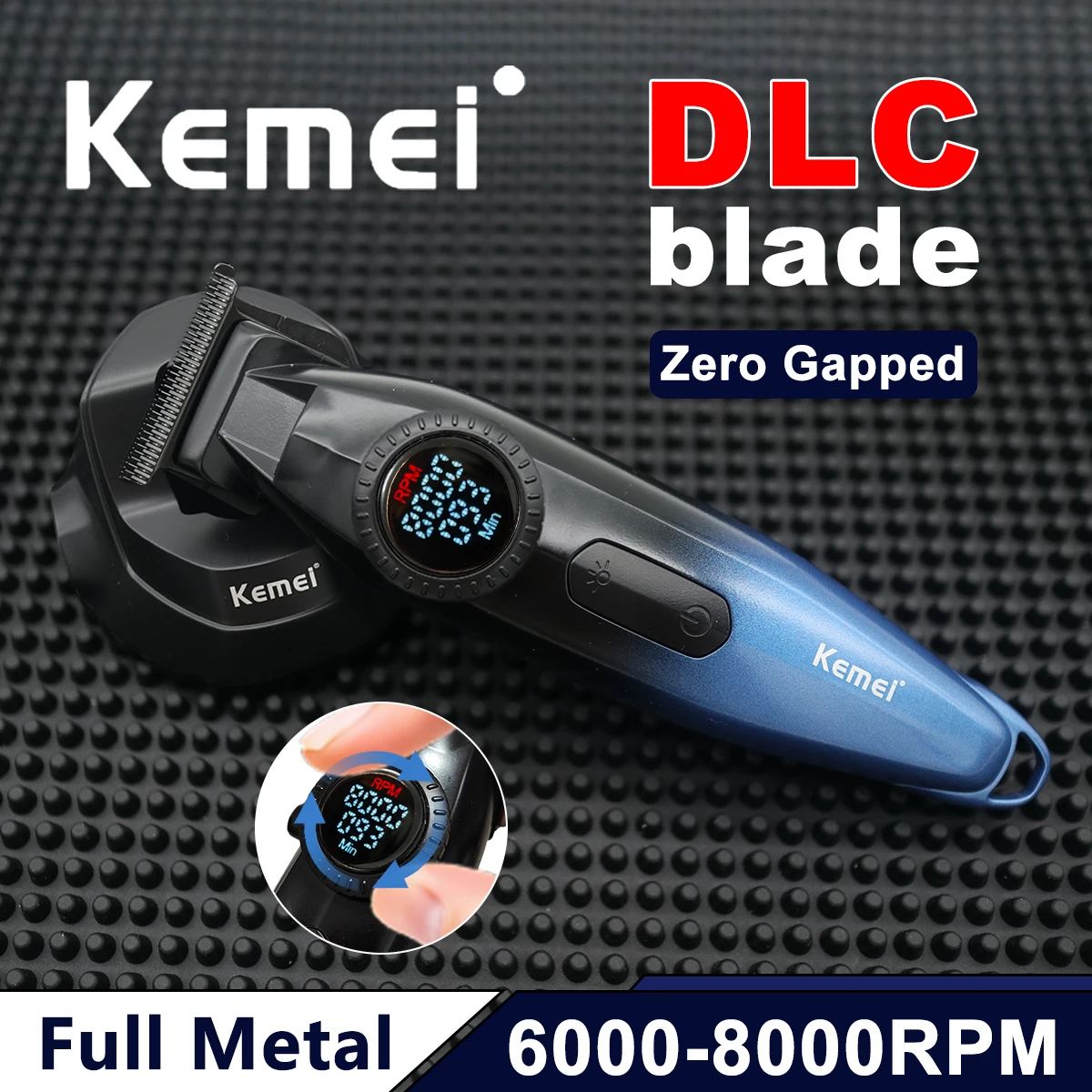 

Kemei 1868 профессиональная машинка для стрижки волос для мужчин DLC Blade Zero Gapped цельнометаллический ЖК-дисплей триммер для волос финишная машина для парикмахера