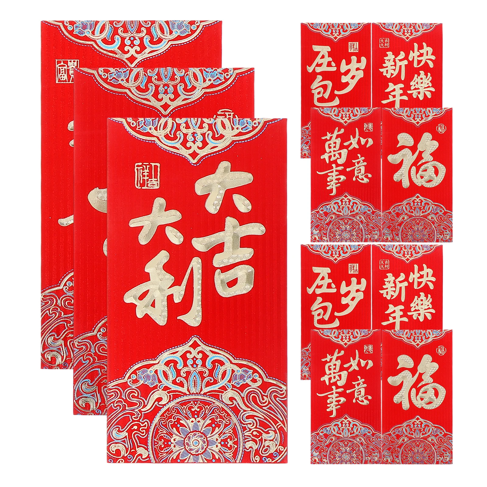 

36pcs New Year Blessings Red Envelopes Foil Design Generous Cash Capacity Auspicious Patterns for Wedding Birthday Chinese
