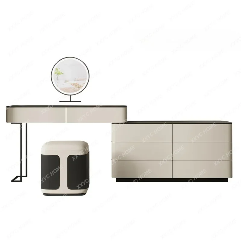 XX Wind Dresser Storage Cabinet Integrated Simple Master Bedroom Solid Wood Saddle Leather Makeup Table