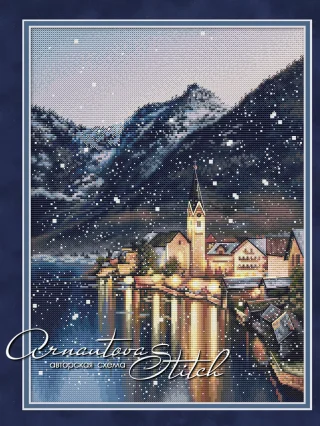 Cross Stitch Kit   Seaside Night 35-44 28ct 32ct 14ct Metallic fabric  Cloth hand Embroidery Material Kit