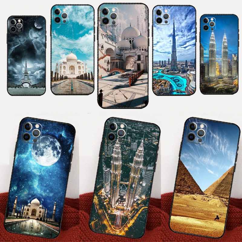 Pyramids Taj Mahal Dubai Phone Case For iPhone 16 15 12 13 11 14 Pro Max Mini X XR XS Max 6S Plus Coque