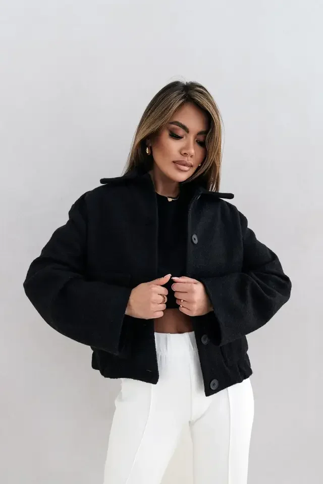 Autumn Winter New Commuting Coat For Women Fashion Solid Color Lapel Single Breasted Long Sleeve Large Pocket Short
