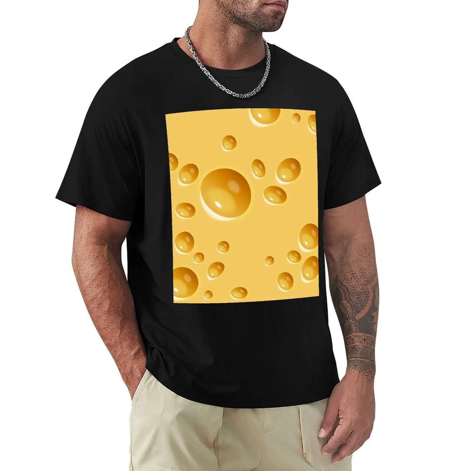 Swiss Cheese T-Shirt Casual Loose Short Sleeve Tee for Men