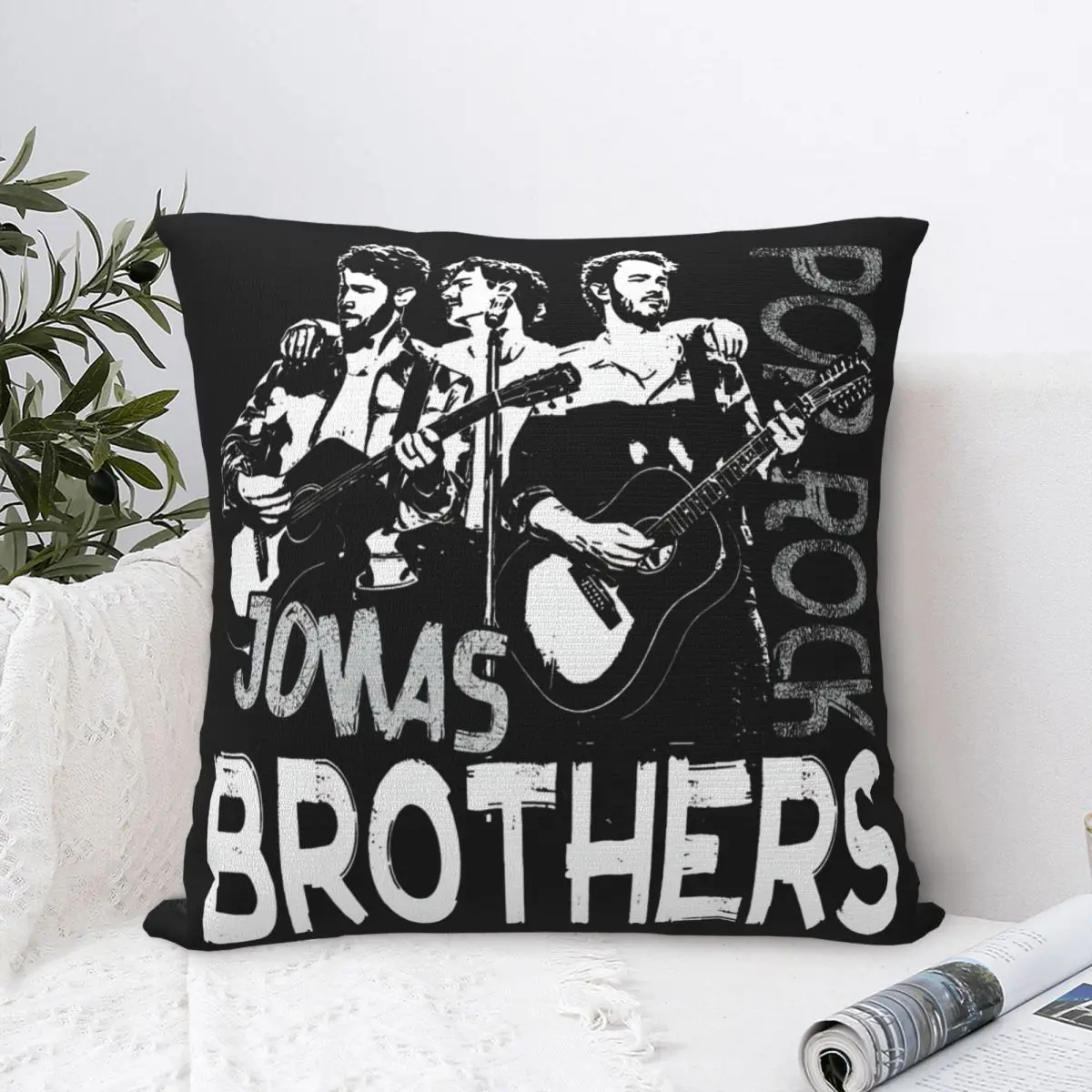 The Brand Of Music Fraternity Jonas Brothers Square Pillow Case Polyester Throw Pillow Vintage Pillowcase
