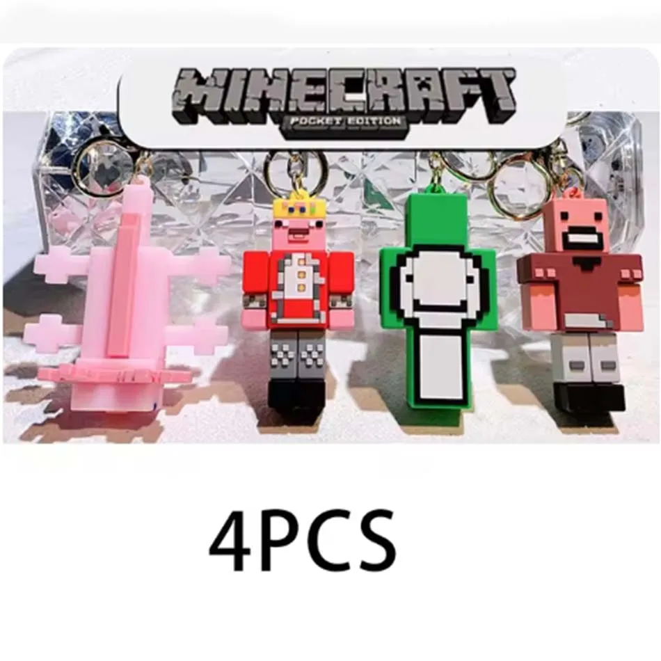 جديد Minecraft ثلاثية الأبعاد بولي كلوريد الفينيل لينة المطاط المفاتيح ستيف عمل الشكل اكسسوارات السيارات المفاتيح غيبوبة الزاحف لعبة الدمى المعلقات الهدايا #2