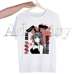 Bunny Girl Senpai Sakurajima Mai Printed T Shirt Men Retro Washed Tops Tees Harajuku Tshirt Streetwear Hip Hop Male T-shirts