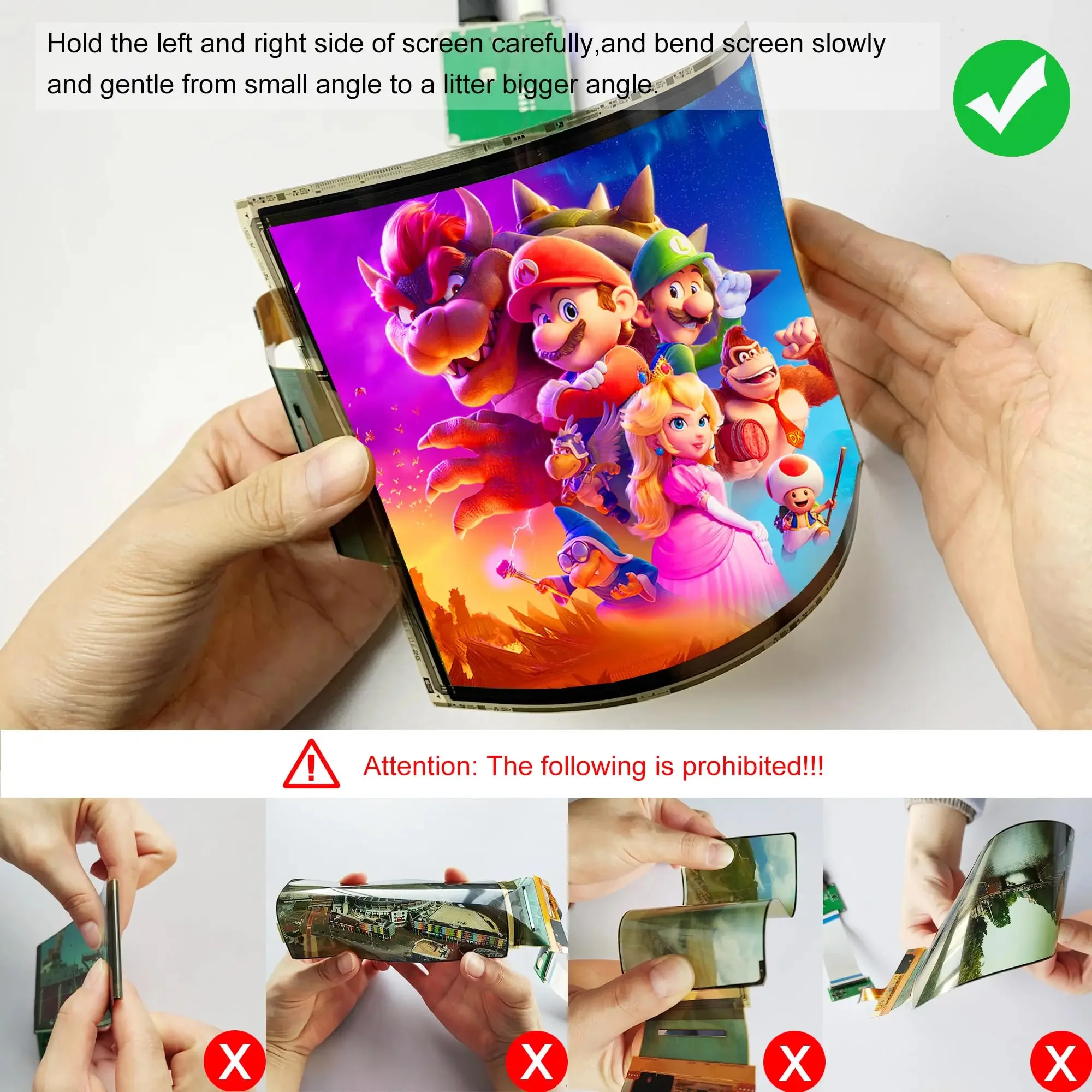 Wisecoco 7,8 Zoll FHD 1920x1440 flexibles Display OLED gebogener biegsamer Bildschirm AMOLED für MacBook Raspberry Pi Linux Windows