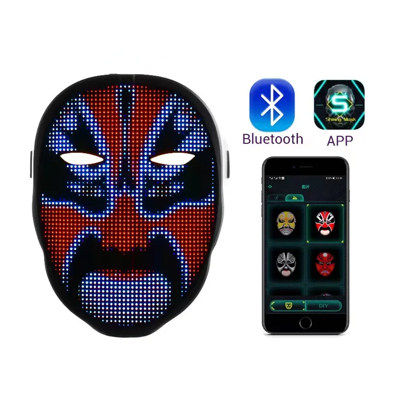 

LED Light Up Mask with Programmable, App Controlled, Halloween Digital Luminous Mask for Adults, Costumes Party