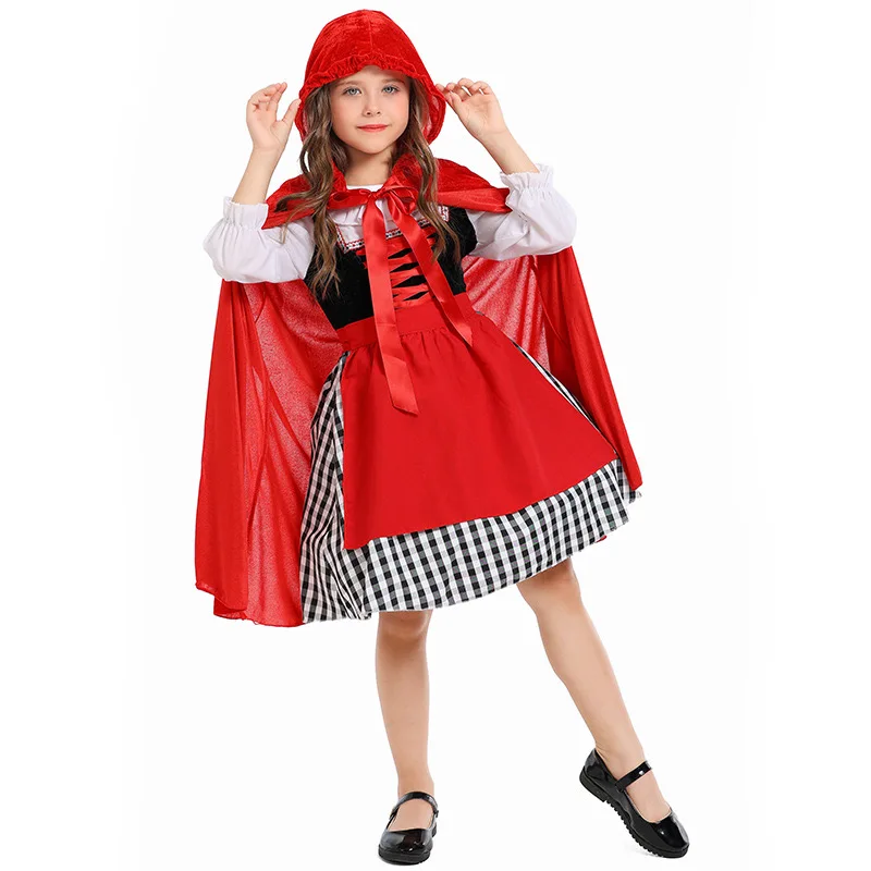 Costumes d'Halloween du Petit Chaperon Rouge pour Fille, Robe de ixpour Enfants, Dégradé, Cosplay, Carnaval, Pourim, Noël