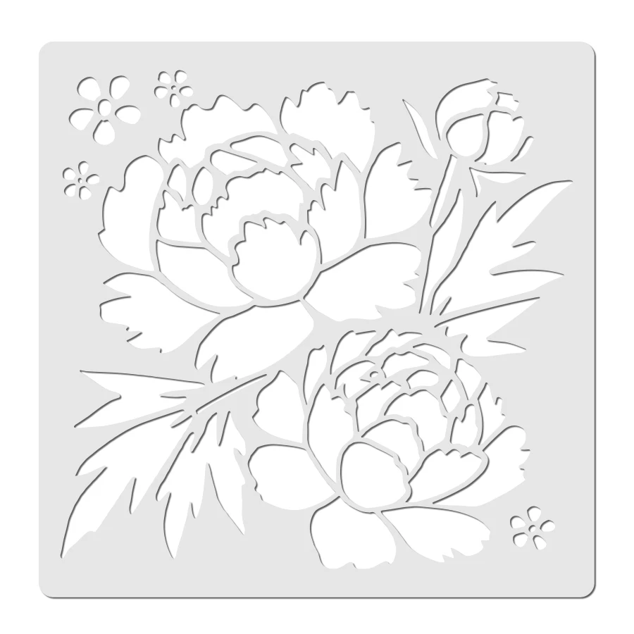 Peony Flower Stencil Template for DIY Decor