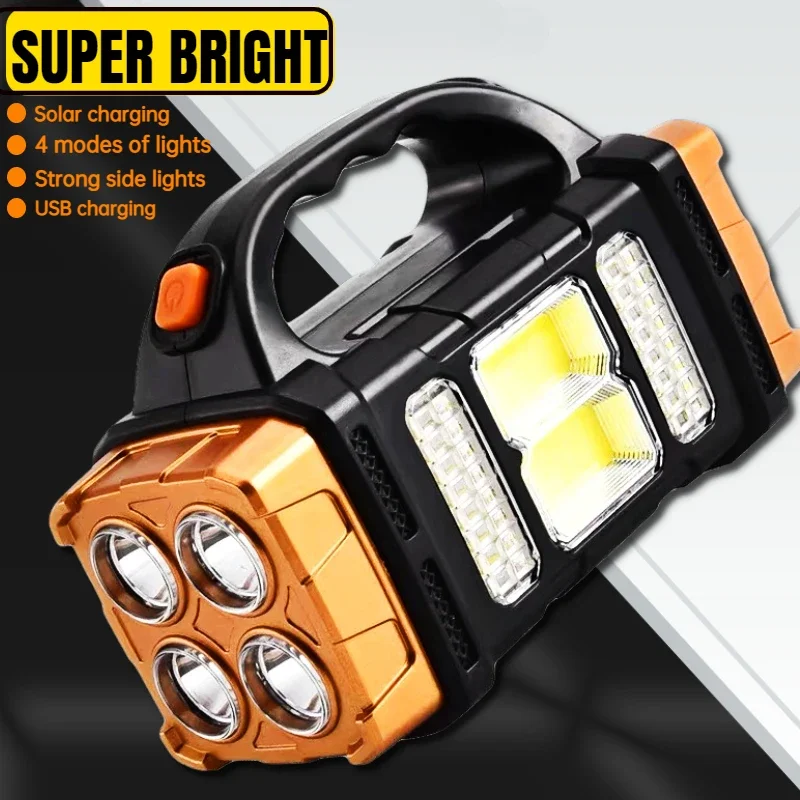 

Portable Solar LED Flashlight USB Rechargeable Flashlight Waterproof COB Torch Light Powerful Solar Light for Camping Hiking