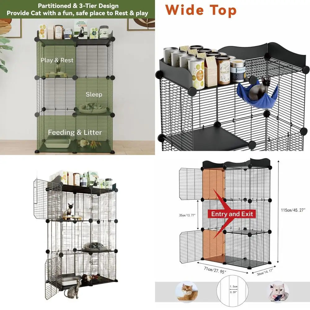 

Двухуровневый вольер для кошек, большой проволочный манеж, сборный игровой комплекс для кошек и котят