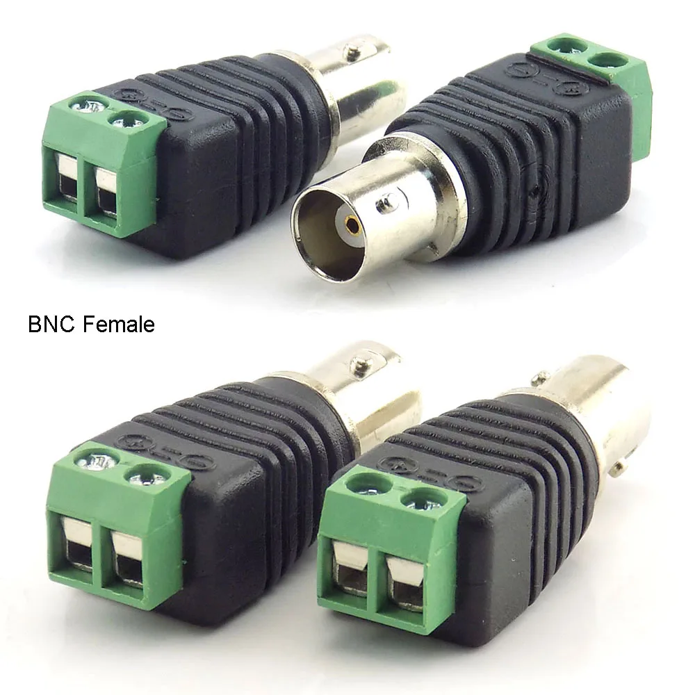 1 Pair BNC Connector Male Coax Cat5 to BNC Female Plug DC Adapter Balun Connector for CCTV Camera Accessories Led Strip Lights