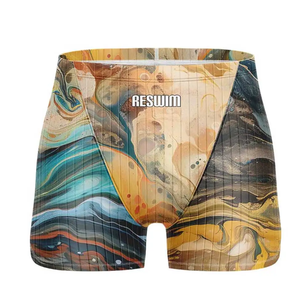Summer Men's Swim Short Jammer Swimsuit New Boys Swimming Trunks Beach Tights Shorts Endurance Athletic Training Swimwear Sports