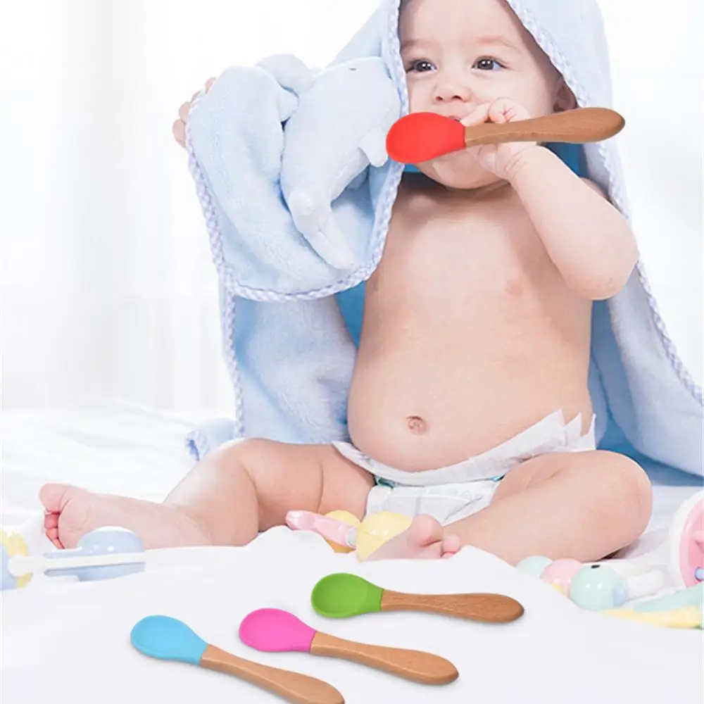 Kit de colher e garfo para crianças, ponta macia orgânica para crianças, talheres saudáveis para bebês, aprender a comer, presentes