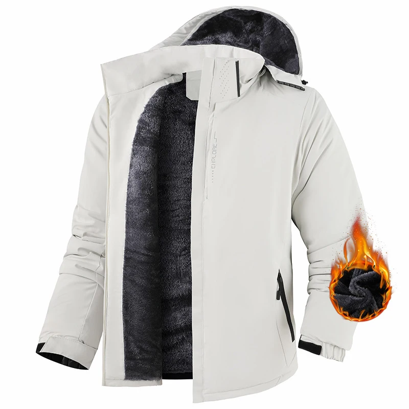 Winter Men's Fluffy Thicken plus Size Warm Cotton Jacket Outdoor Windproof Waterproof Shell Coat New Arrival