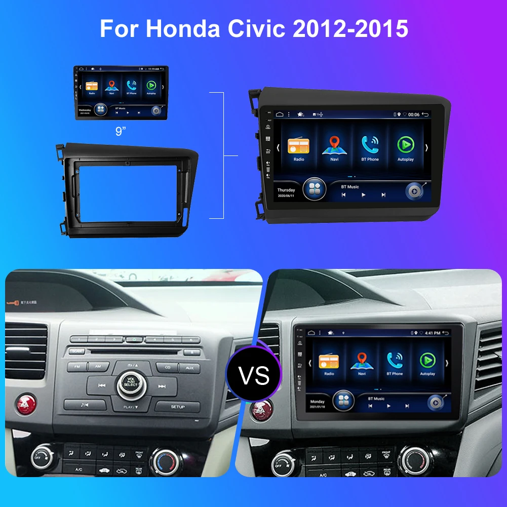 BXLIYER Android 12 For Honda Civic 2012 2013 2014 2015 Car Radio Multimedia Video Player 2Din GPS Navigation Carplay DSP 8+256GB