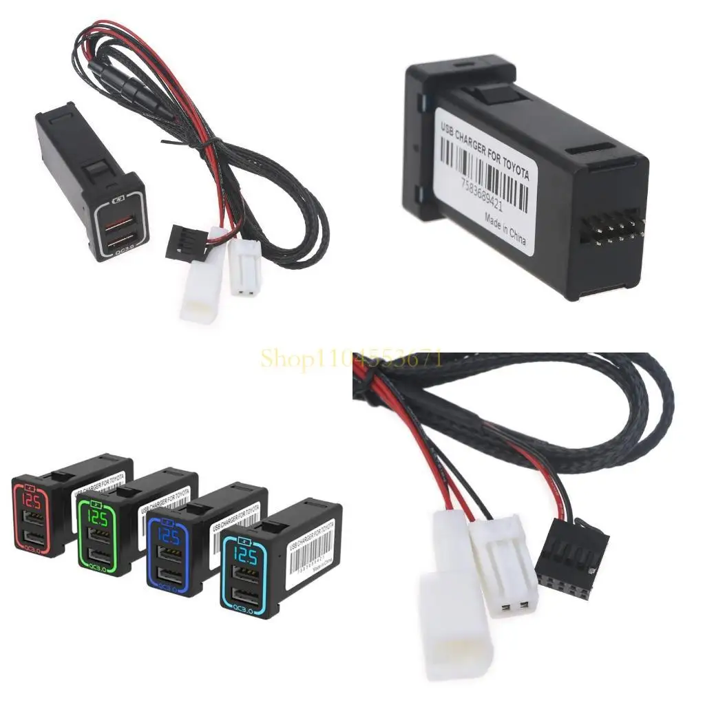 

Бестселлер Fortoyota QC3.0 Car Dual USB Port Port Port быстро быстро зарядка автомобиль