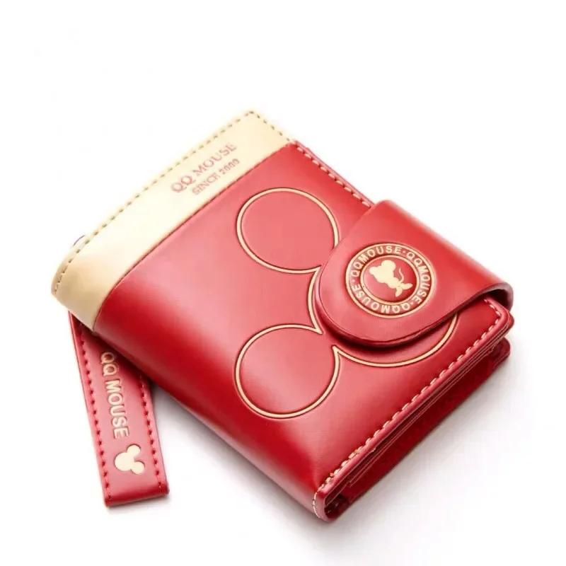 Disney Mickey Mouse Wallets Cartoon Figure Short Style Zipper Coin Purse MultiFunction Card Holder PU Leather Money Bags Gifts