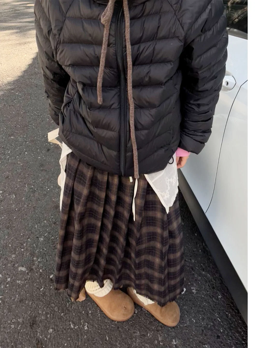 

Винтажная шерстяная юбка в клетку с бахромой, плиссированная юбка в стиле ретро, молодежная, со средней талией, свободного кроя, повседневная, с боковой молнией