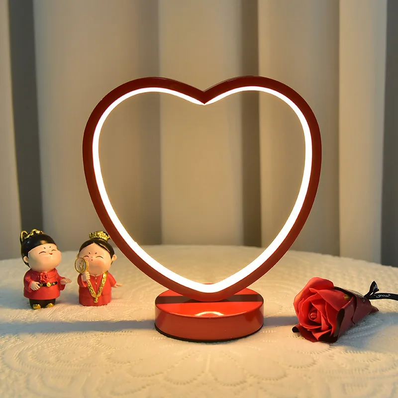 Creative Red Wedding Everlasting Light Newlywed Room Decor Marriage Table Lamp Bedside Night Light Bride Dowry Gift For Home