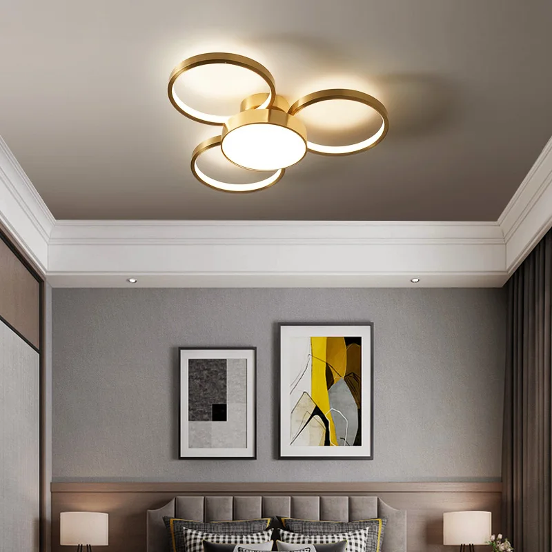 

YEBMLP Modern Copper Golden Ceiling Light Interior Round LED Ceiling Lamp Balcony Bedroom Chandelier Living Room Aisle Wall Lamp