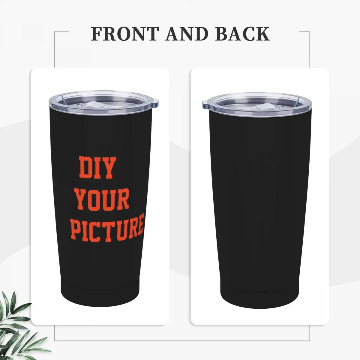 DIY Your Picture Tumbler Vacuum Insulated Customized Coffee Cups with Lid Straw Double Wall Mug Water Bottle, 20oz