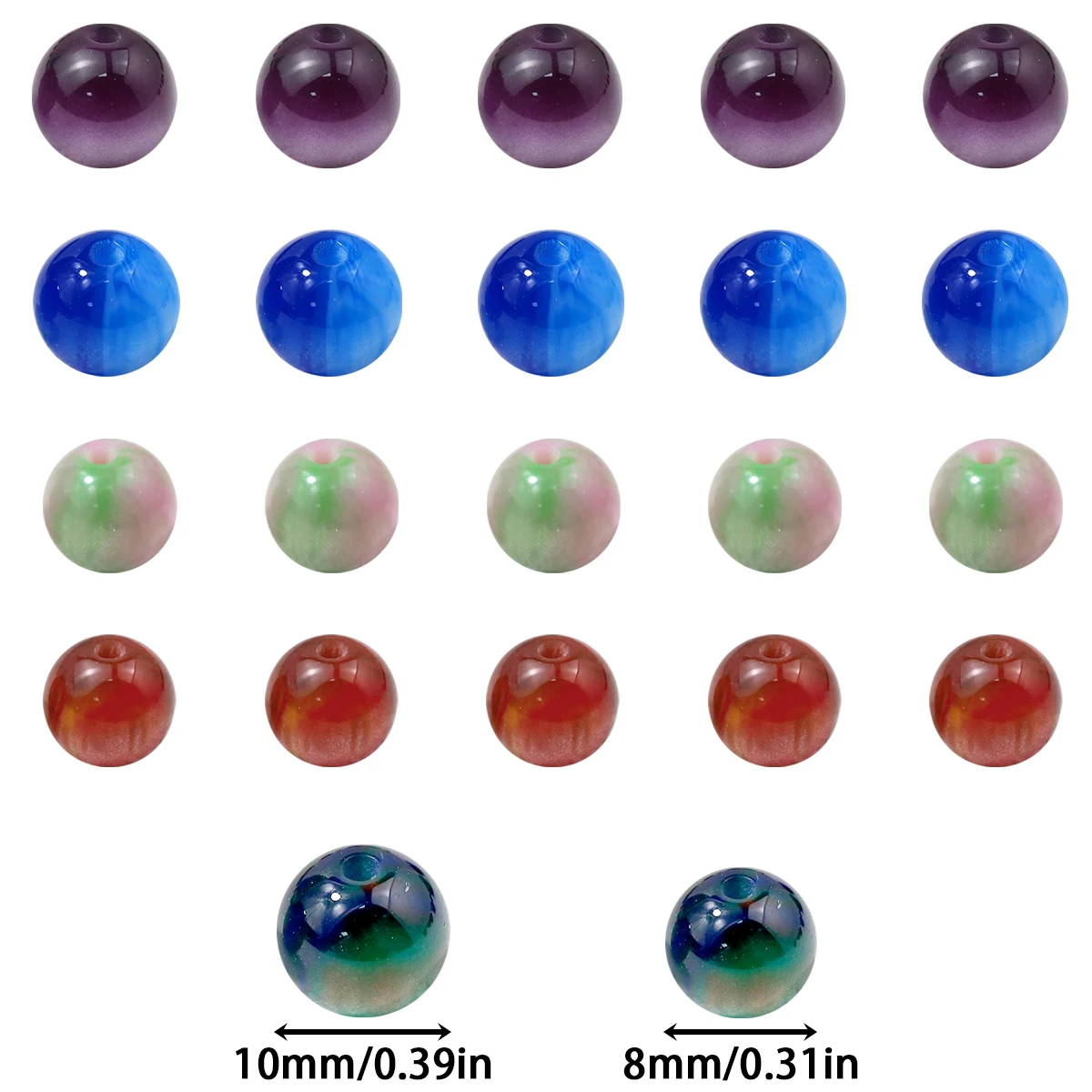 8-10mm Acrylic Gradient Beads Multi-Color with Free Crystal Thread Handmade DIY Jewelry Making Beads Loose Beads Accessories