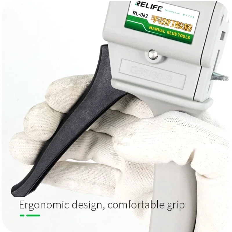 RELIFE RL-062 Bằng Tay Đẩy Súng Bắn Keo Tặng RL-035A 30CC Keo Hộp Mực Cố Định Lực Lượng Đồng Phục Thiết Kế Công Thái Học Mịn Và Nhẹ