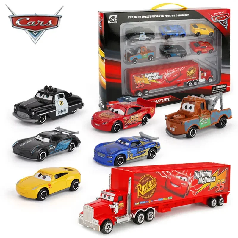 Cars series alloy car model Lightning McQueen cargo car racing set of children\'s toys Uncle Quinn McQueen