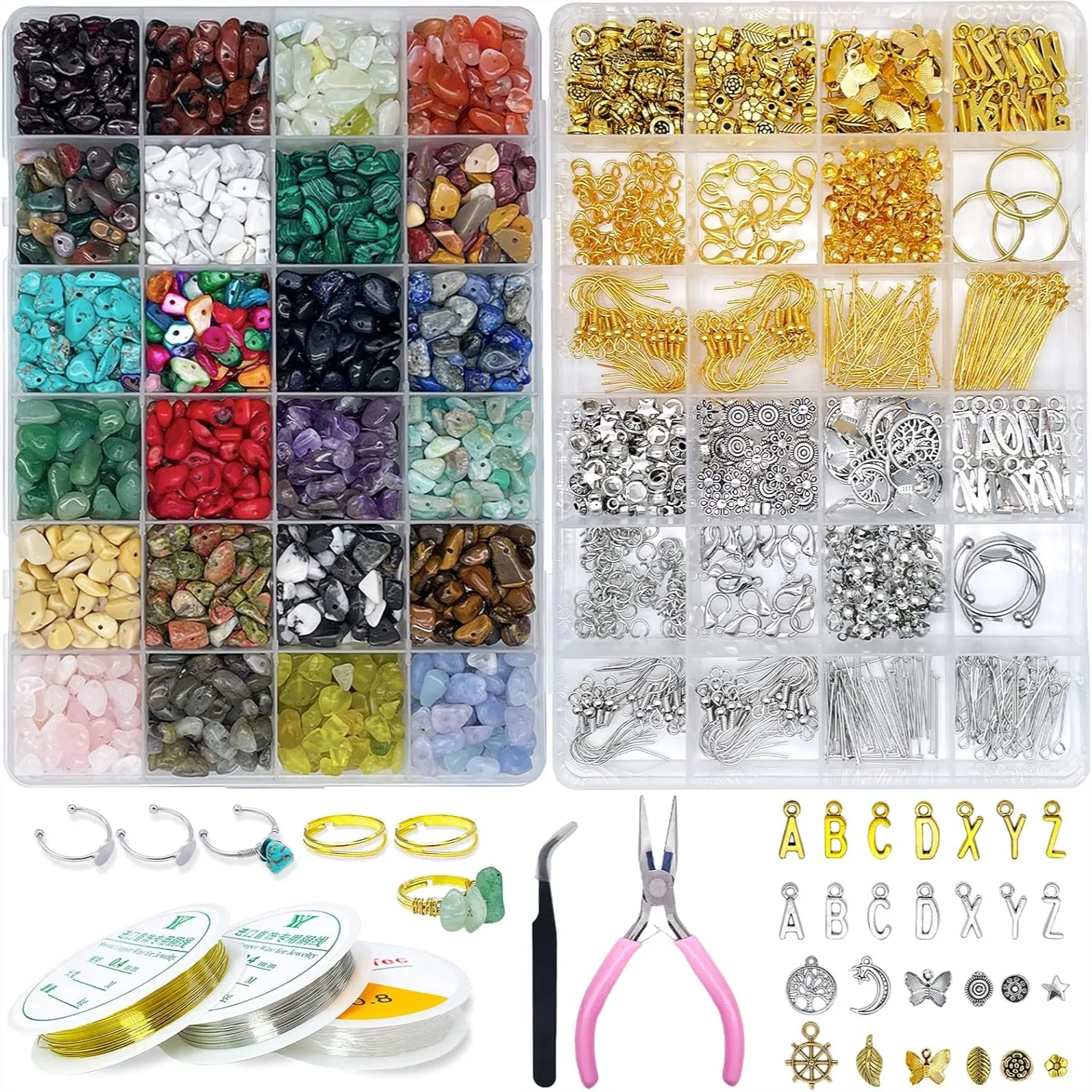 Jewelry Making Kit for Adults - 1760 PC Crystal Beads & Findings, DIY Bracelet Earring Set