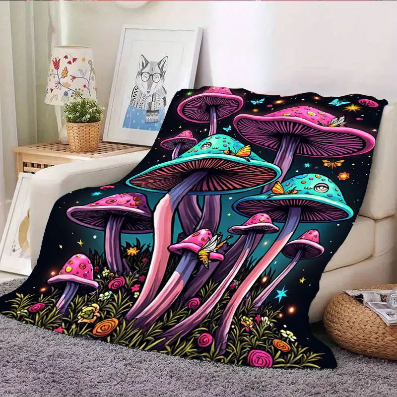 1 قطعة بطانية الفانيلا بطانية حديقة الفطر مخدر-تصميم غابة الخيال النابض بالحياة