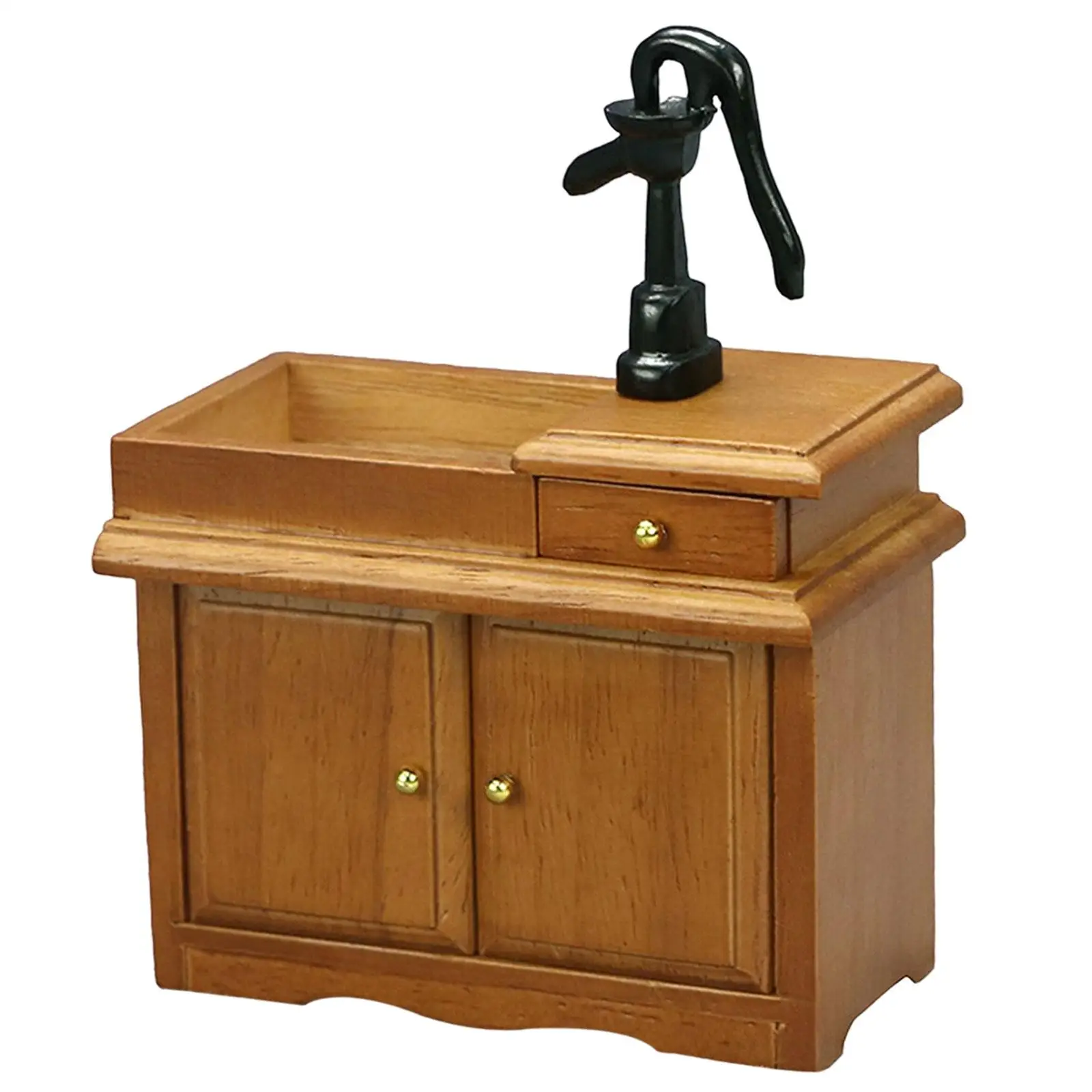 

1:12TH Dollhouse Miniature Sink Cabinet Pretend Toy Educational Toy Kitchen Furniture