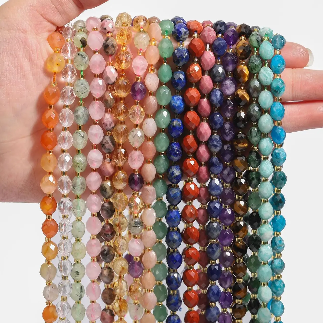 8x7mm AAA Faceted Natural Stone Beads Citrine Apatite Amethyst Quartz Oval Shape Spacer Beads For Jewelry Making DIY Bracelets
