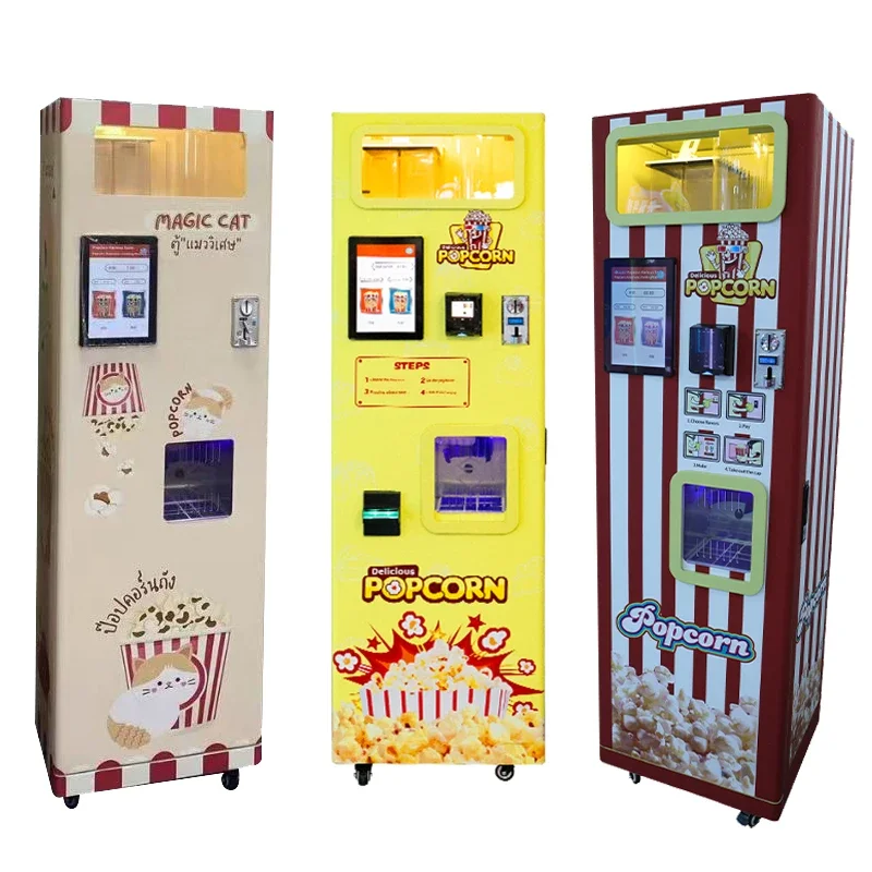 Fast Food Popcorn Machine Fully Automatic Multi Flavor Spherical Popcorn Vending Machine Automatic Coin Operated Snack Mach