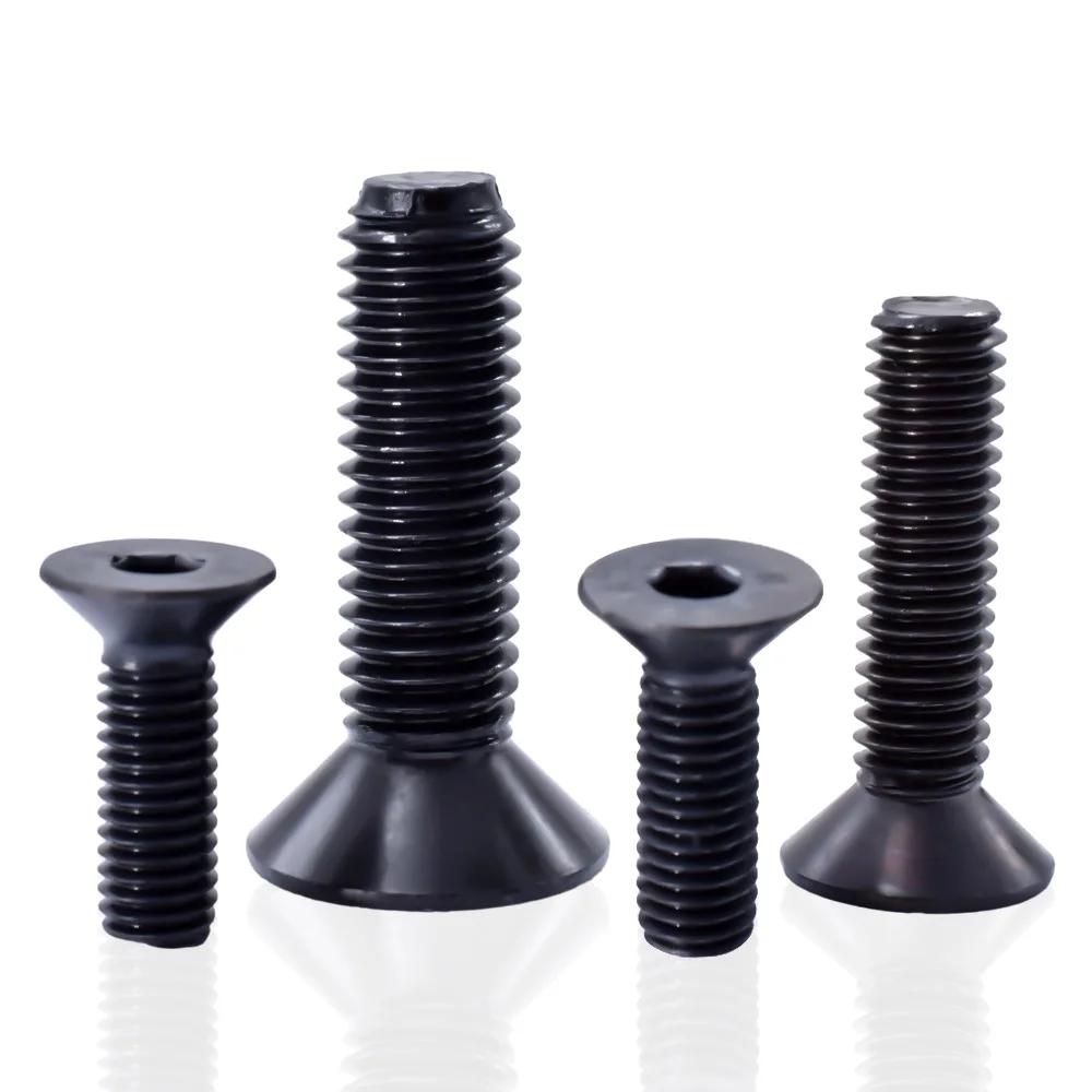 M2 M2.5 M3 M4 M5 M6 M8 M10 Black Grade 10.9 Carbon steel Countersunk Hexagon Screw Flat Head Allen Cap Screw Bolt 1Pcs-150Pcs