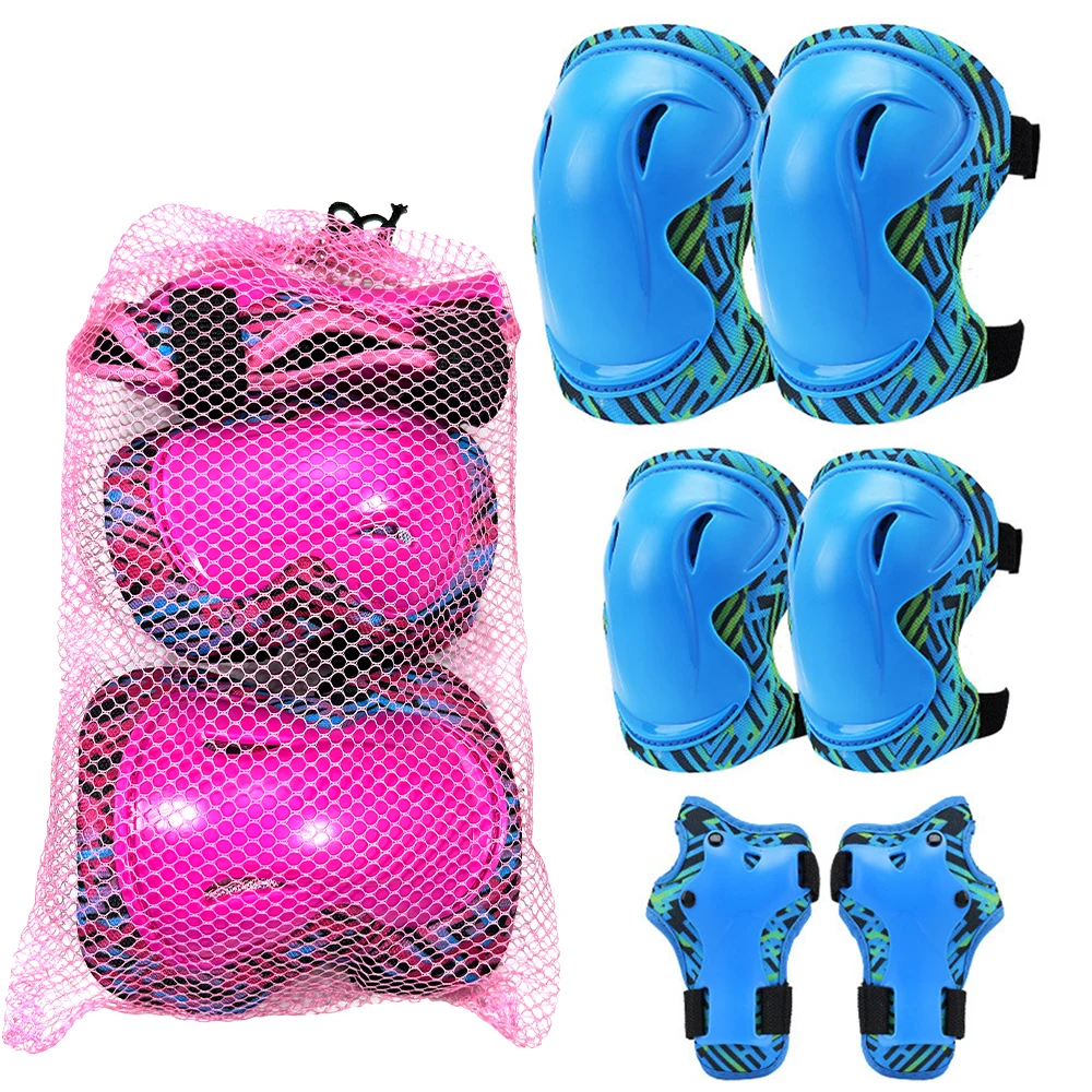 6 في 1 منصات الركبة ووسادات الكوع مجموعة معدات الحماية مع واقي المعصم للتزلج على الجليد مضمنة التزلج على الجليد ركوب الدراجات سكوتر #6