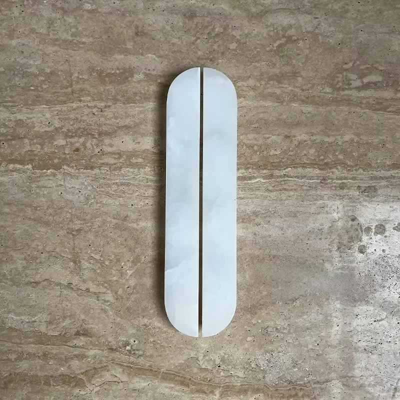 Polished White Onyx Marble Modern Knobs and Cabinet Door Handles for Bedroom and Living Room Furniture