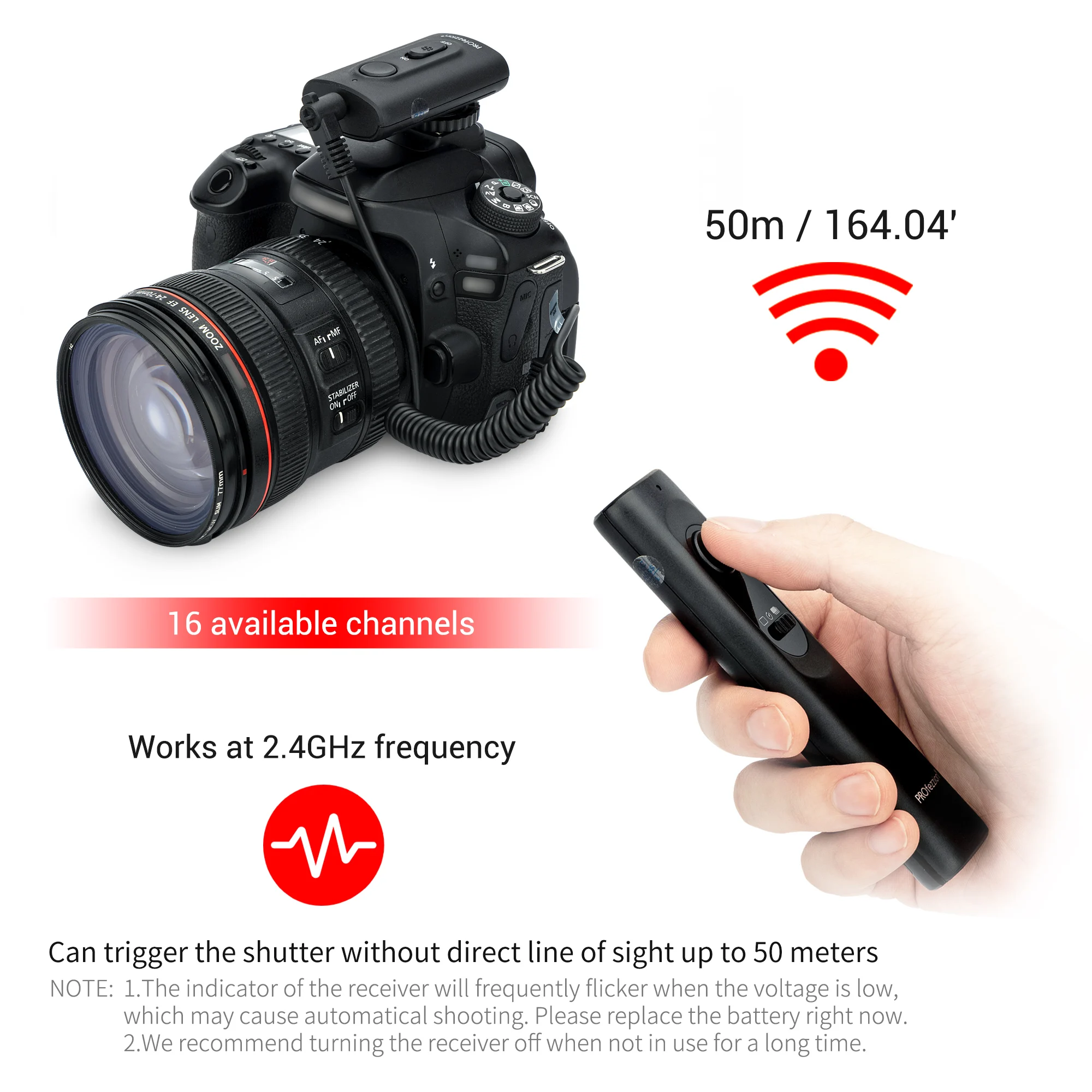 Camera Wireless Remote Control Controller Shutter Release 3 Continuous Shot for Pentax k1 k1ii k5 k5ii K3 k3ii k50 k7 k500 k200d