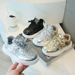 Scarpe per bambini per ragazzi e ragazze Sneakers morbide con paillettes di diamanti Scarpe da corsa sportive Scarpe da esterno piatte casual per bambini