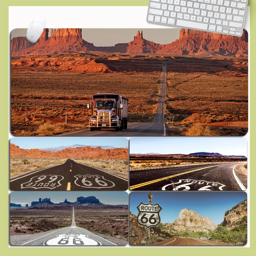 

Historic American Route 66 Funny Unique Desktop Pad Game Mousepad Size for large Edge Locking Game Keyboard Pad