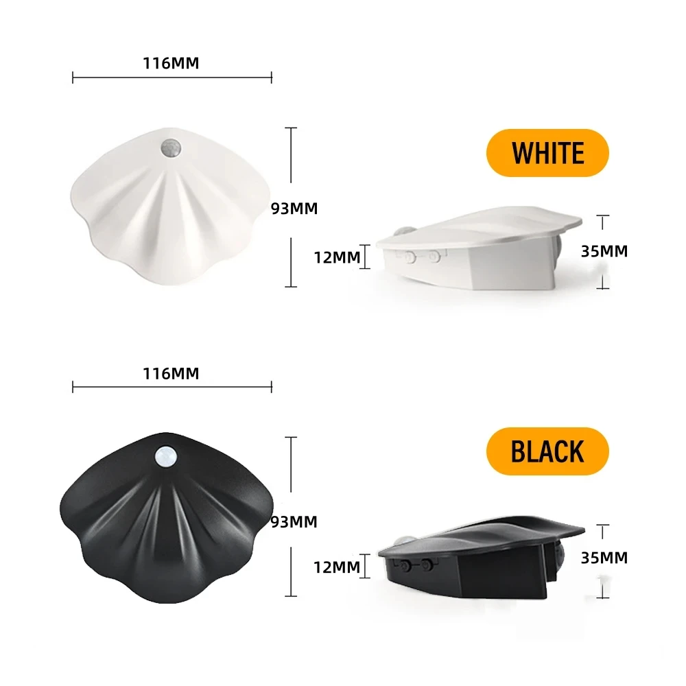 5V Motion Senser CCT LED Sea Shell Wall Light 3000K 4000K 6000K Rechargeable Modern Lamp for Bedroom Bedside Bathroom Decoration