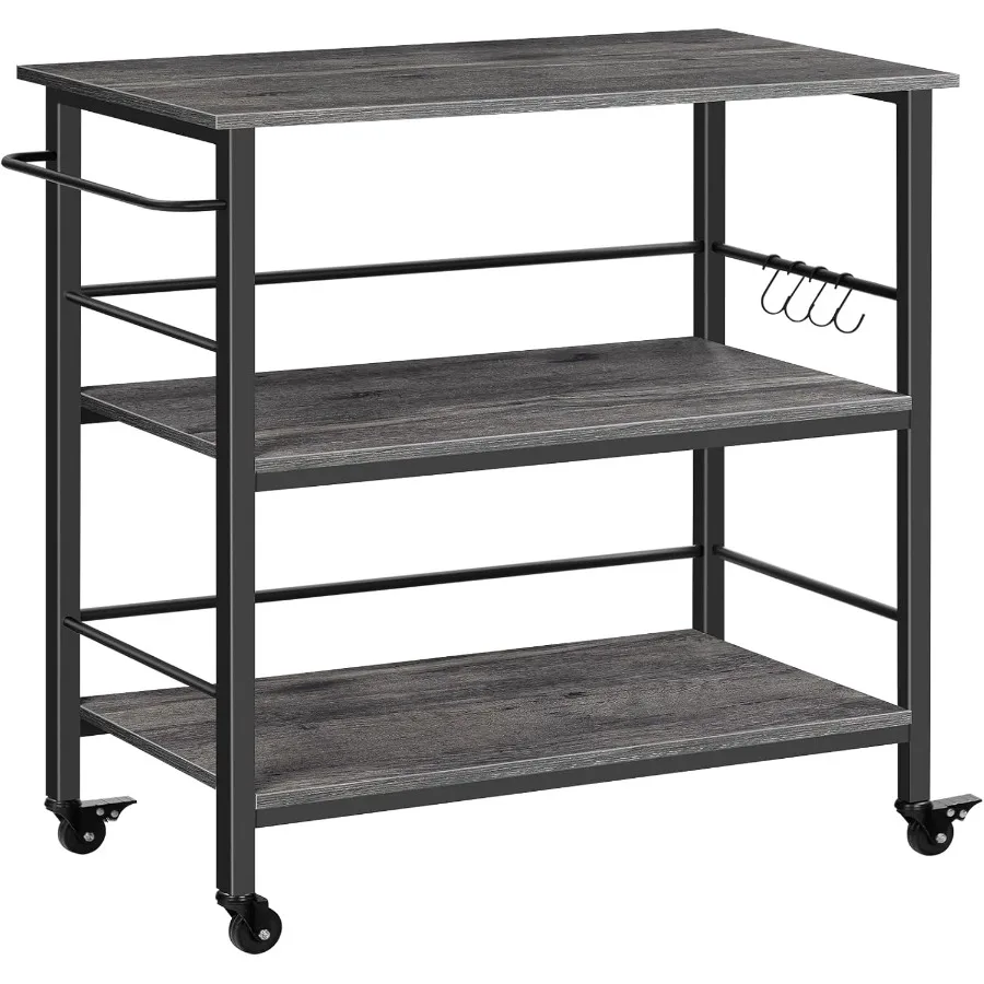 

Kitchen Island with StorageIndustrial Kitchen Island on Wheels and Side Enclosures 3 Tier Kitchen Cart with Large Workstation S
