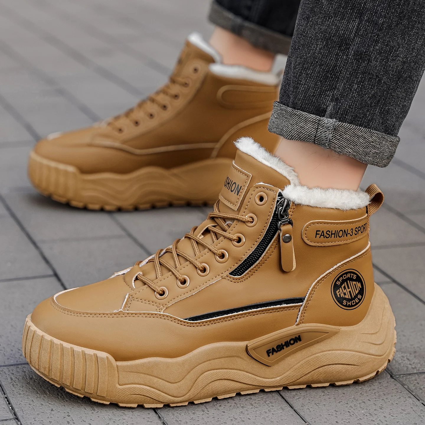 Men's Winter High-Top Snow Boots | Thick-Soled Fleece-Lined Warm Cotton Shoes | Cold-Resistant Casual Ankle Boots