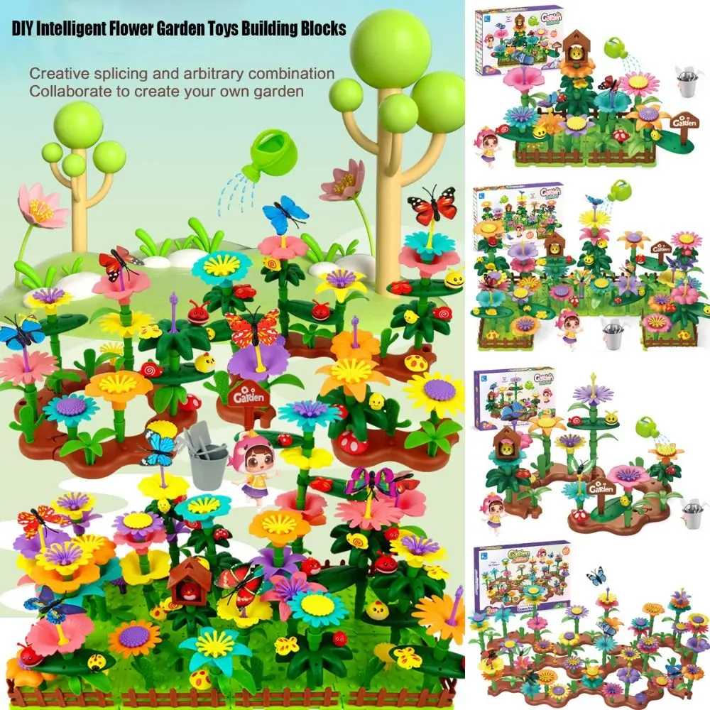 

Обучающие девушки DIY интеллектуальная игра в штабелирование цветов 10 стилей садовые строительные блоки выращивание цветочного сада
