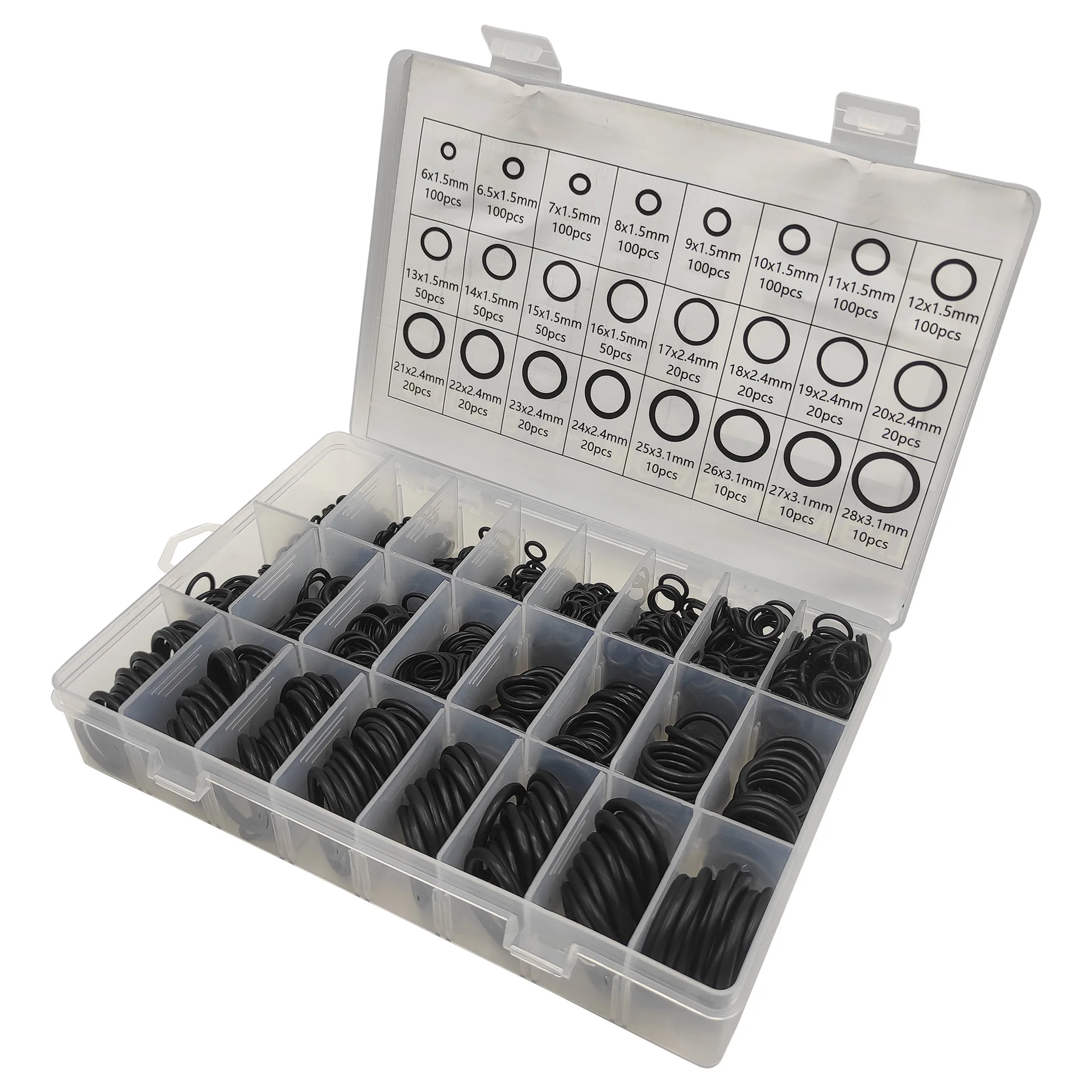 

Набор из 1200 черных высокотемпературных уплотнительных колец из нитриловой резины, водонепроницаемых уплотнительных колец O-образной формы