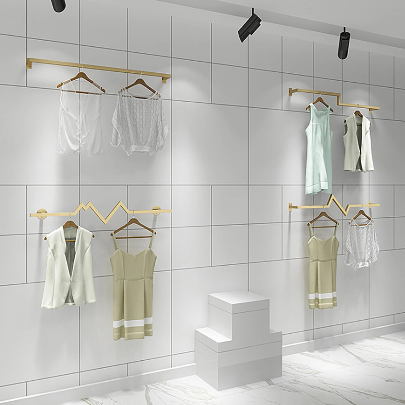 

Gold Metal Garment Clothes Rack Stand Hanger Women Clothing Display Stand Clothes Display Rack for Showroom