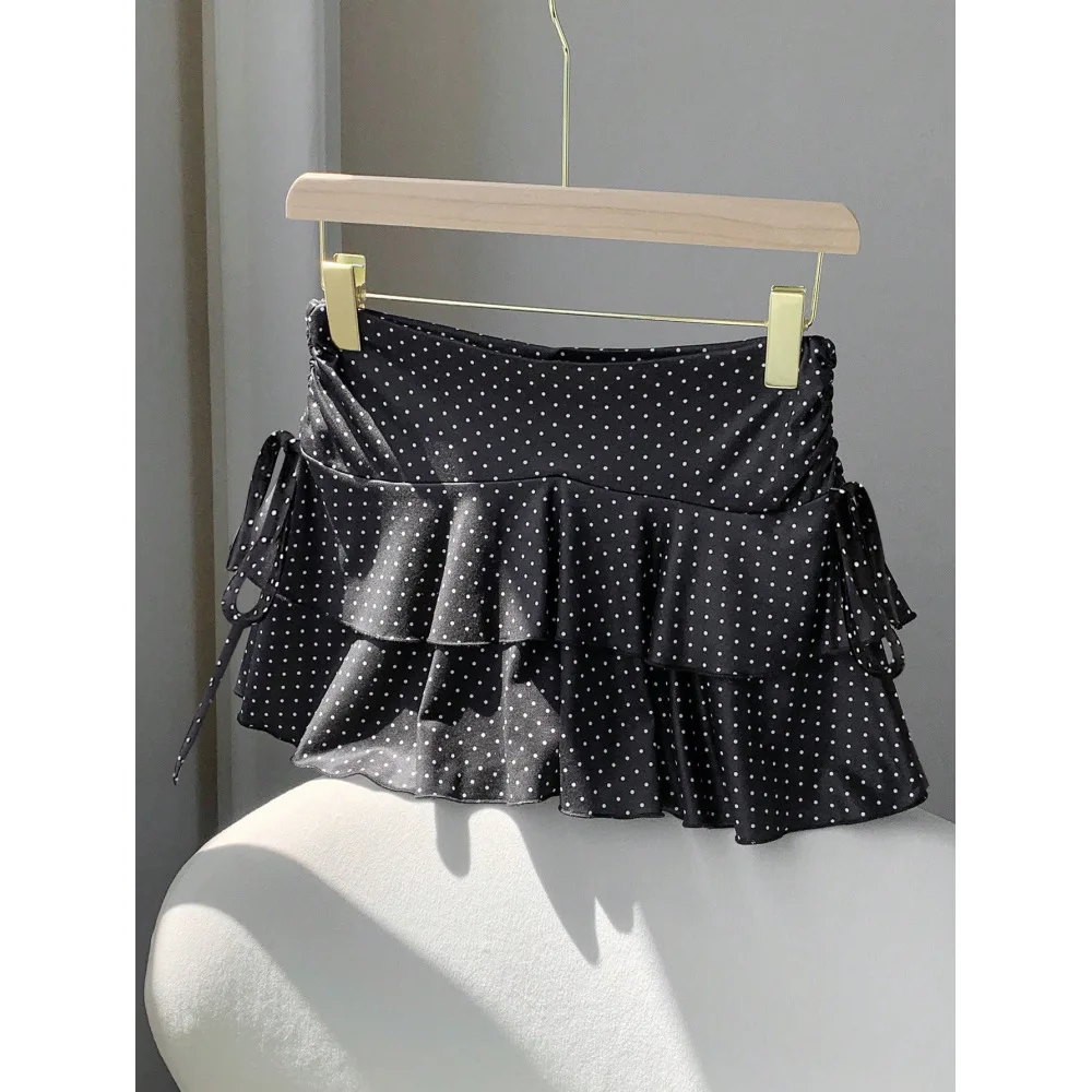 

Wave point ballet style white sweet girl summer high waist slimming half skirt versatile casual A-line skirt for women